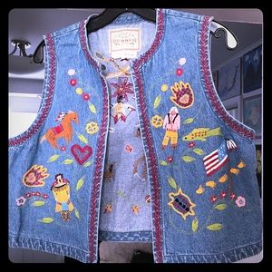 Double D Ranch Native American & Cowboy Denim Vest